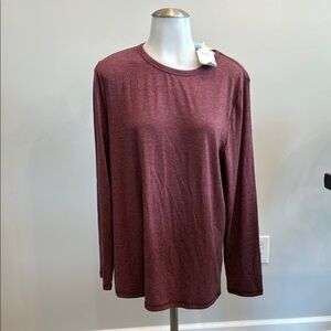 Sunbs Large Women's Long Sleeve Maroon Top